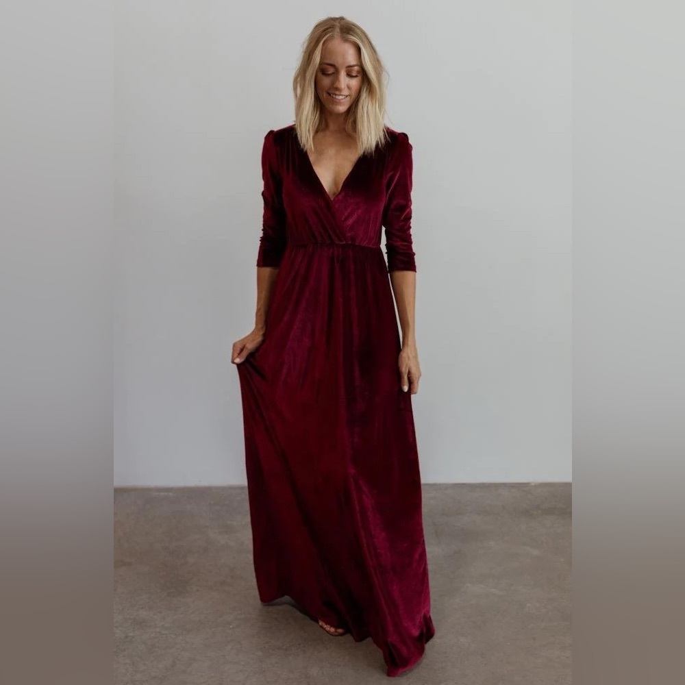 Baltic Born Bridesmaids Dress - Sofia Velvet Maxi Dress - Mulberry